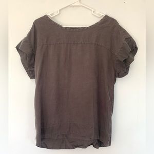 100% Linen minimalist oversized boxy top in dark gray size medium